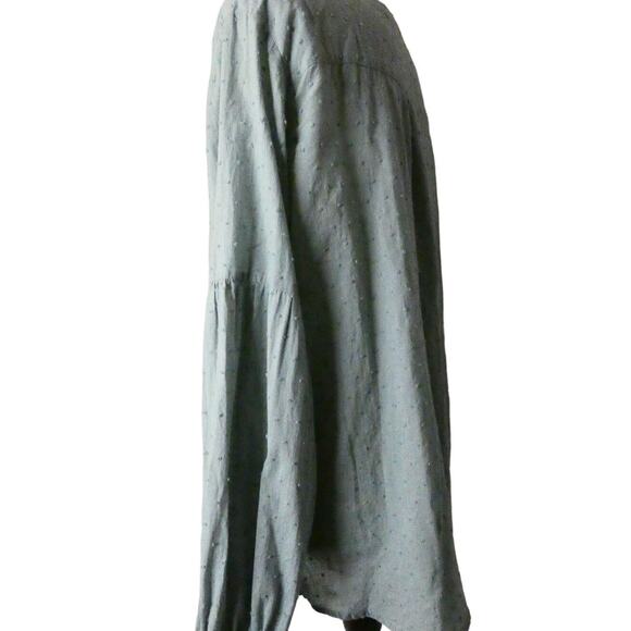 Kori America Women's Small Blouse Button Collarless Peasant Long Sleeve - Picture 3 of 7